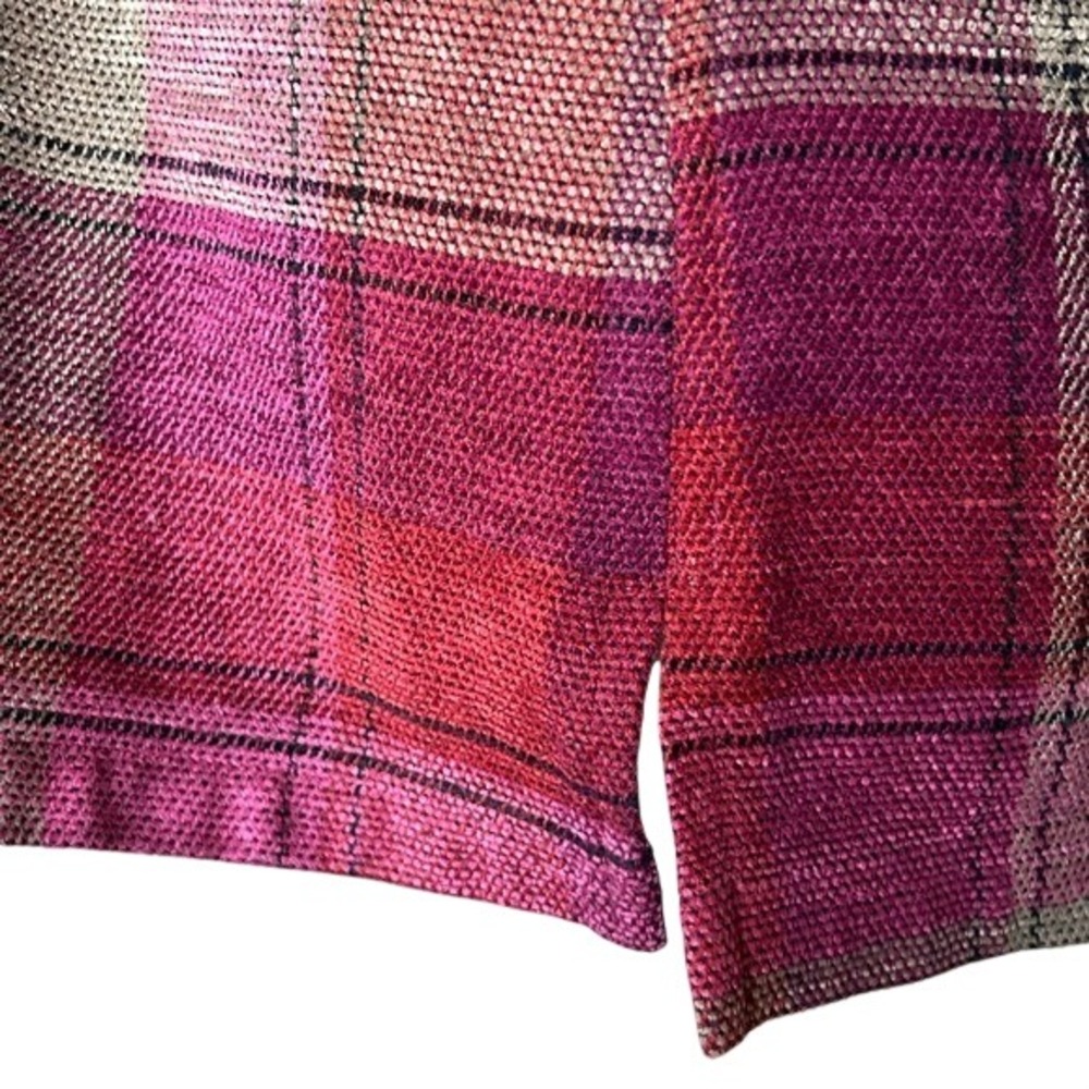 Allison Daley Red & Pink Plaid Zip Up Jacket Long Sleeve Jacket Coat Size 16W - Picture 9 of 11